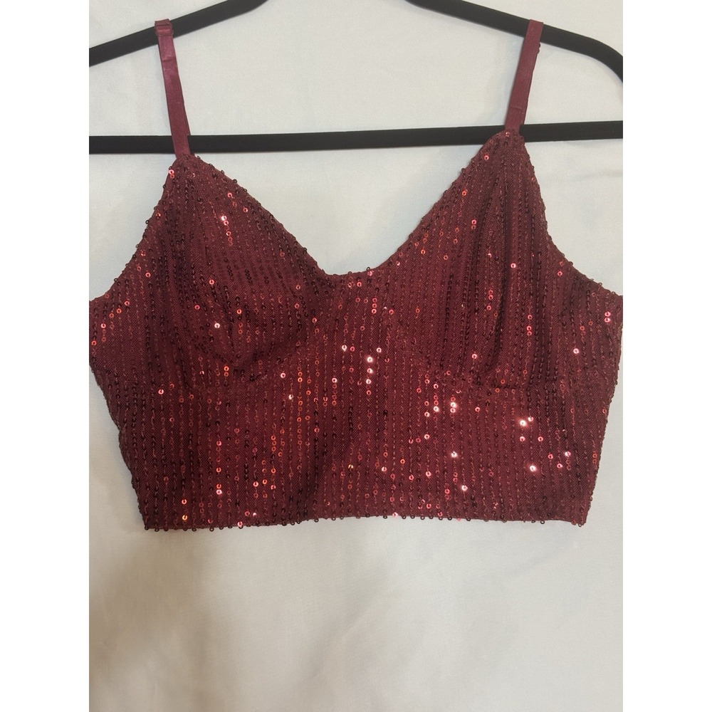 Amazon Unbranded Sequined Sparkly Top Red Sz Small